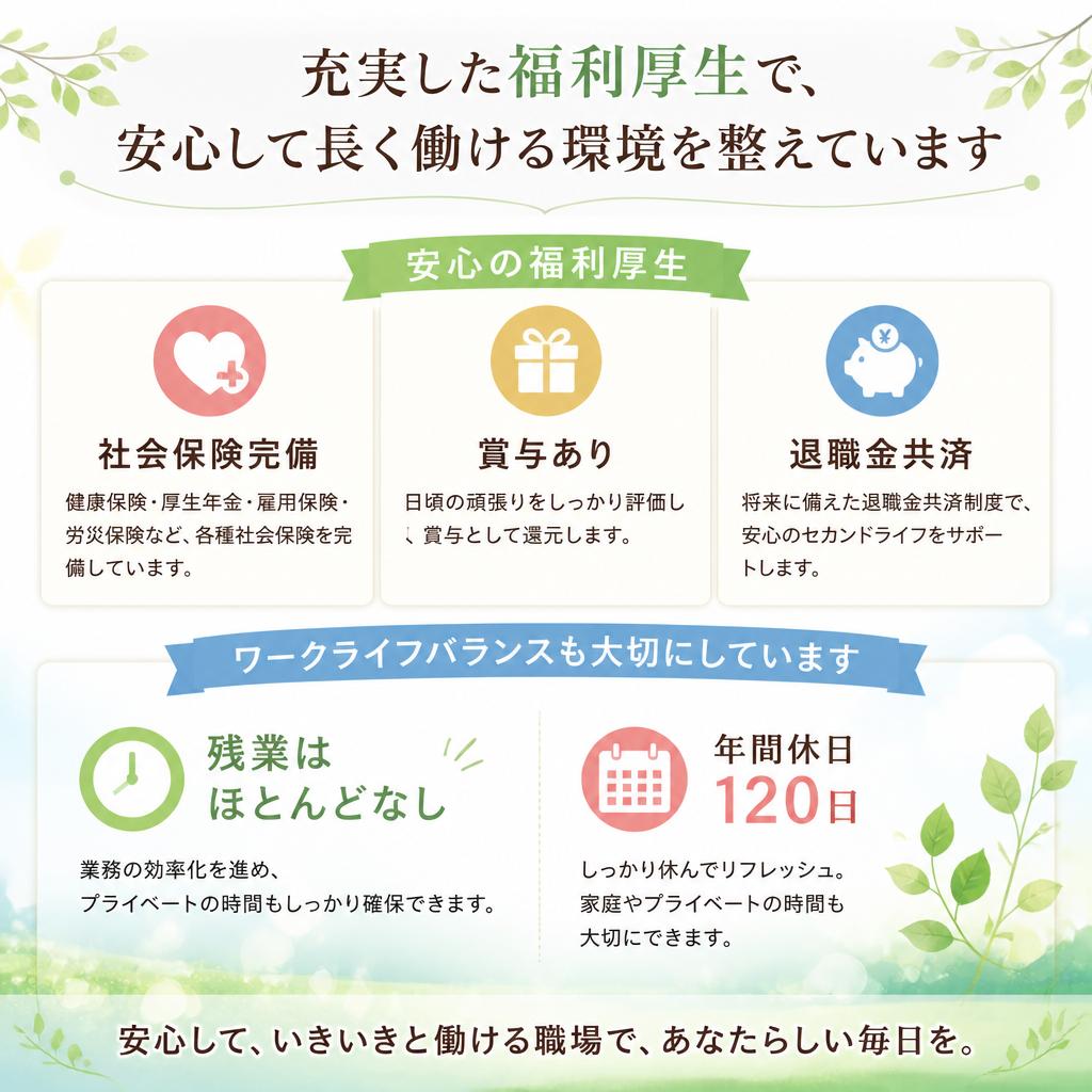 充実した福利厚生と働きやすさ