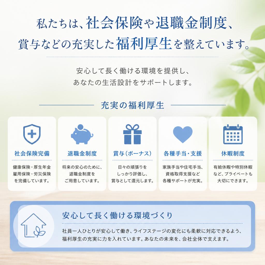 充実した福利厚生で安心