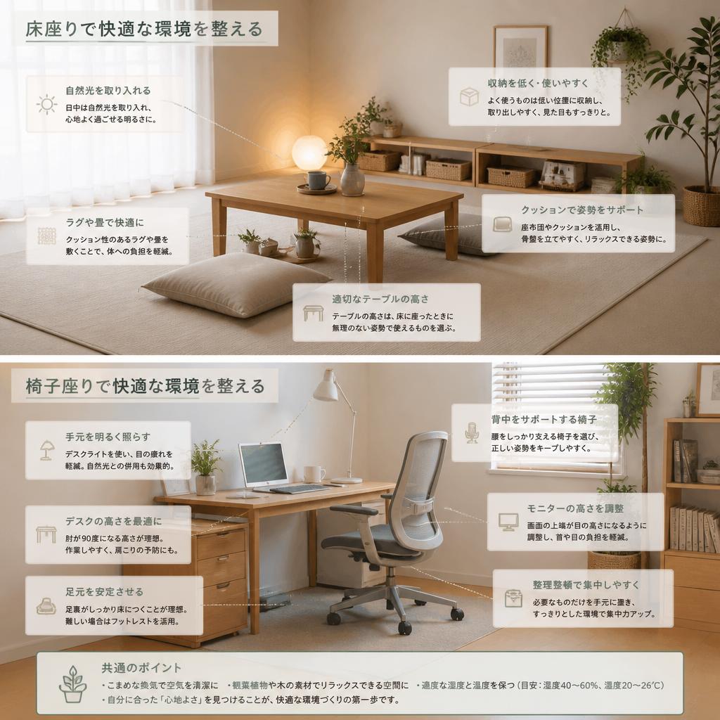 床座り・椅子座りで快適な環境を整える