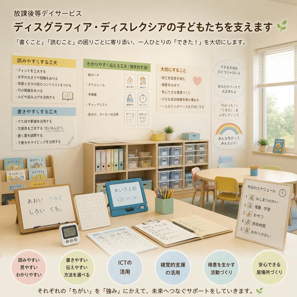 放課後等デイサービスで、ディスグラフィアとディスレクシアの子どもたちを支えます。