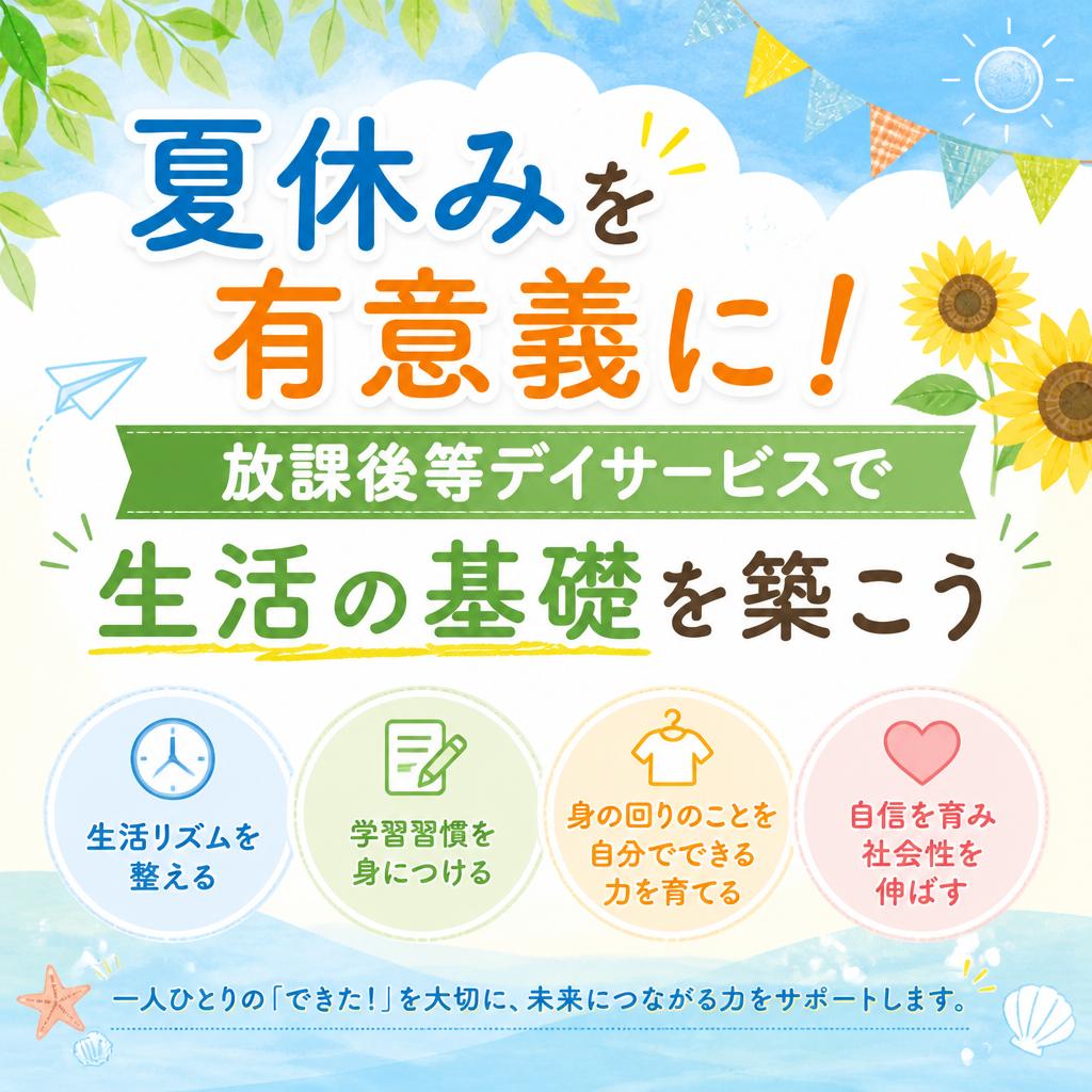 夏休みを有意義に！放課後等デイサービスで生活の基礎を築こう